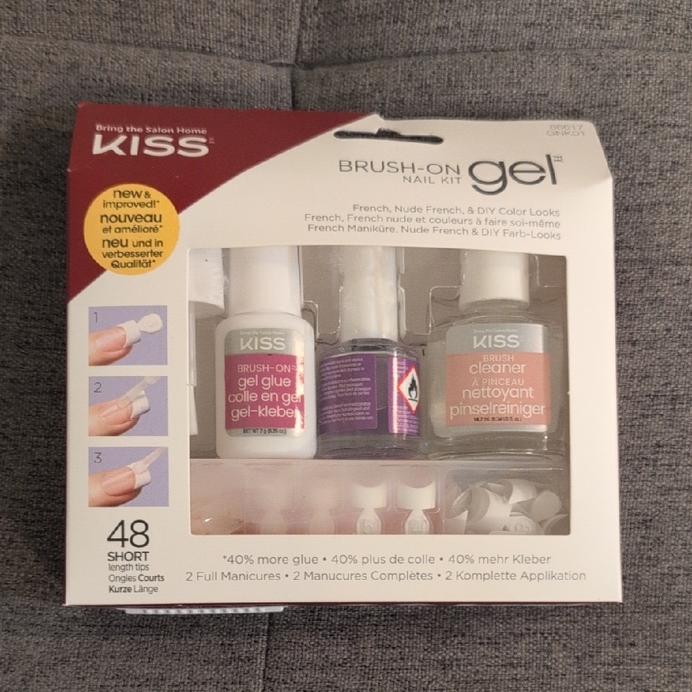 Kiss Brush-On Gel Nail Kit with Pink and Clear